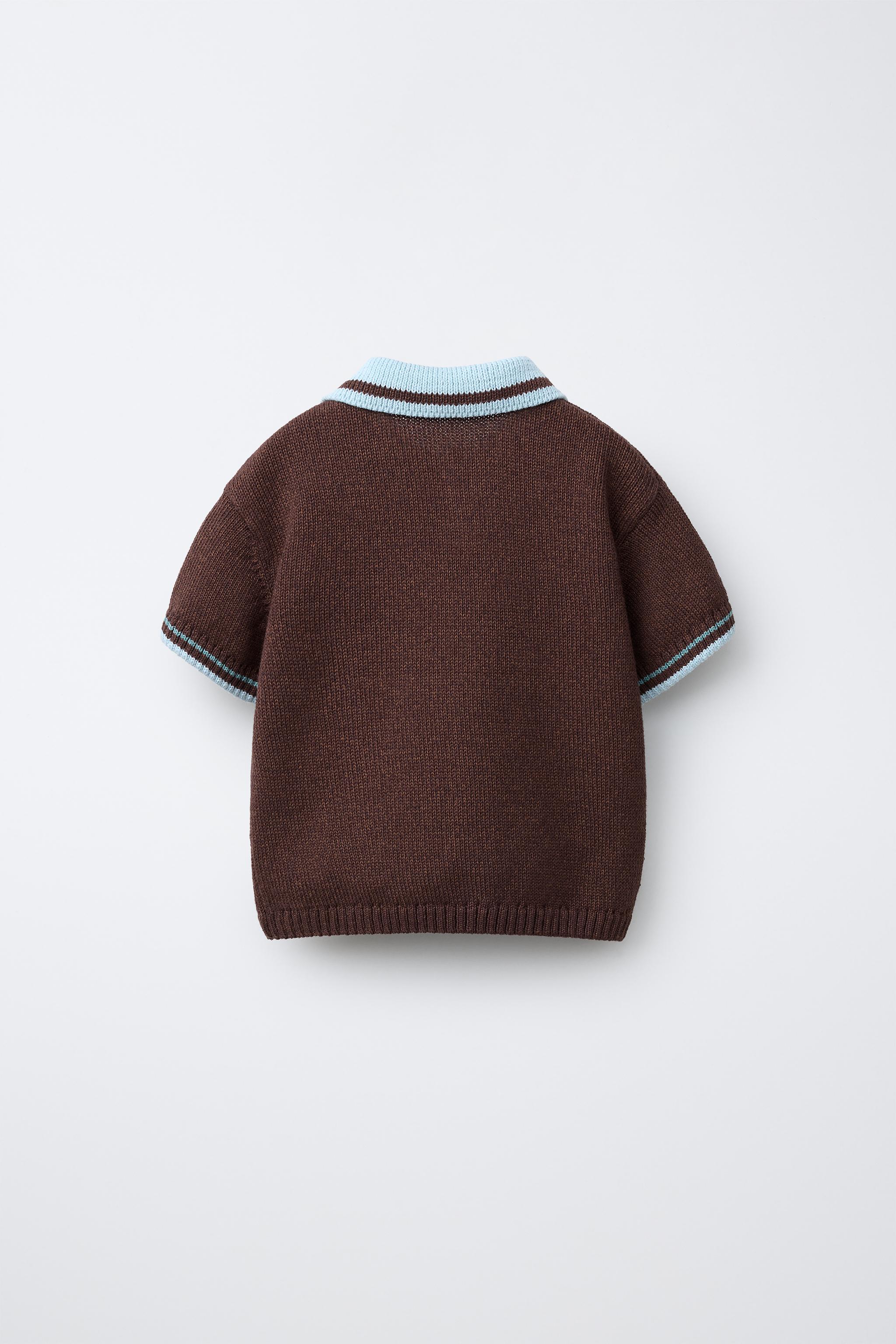 CONTRAST COLLAR KNIT POLO SHIRT